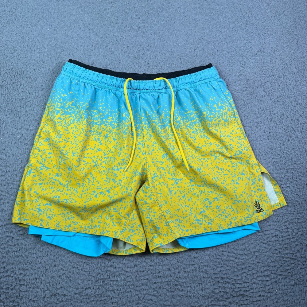 Chubbies Training Shorts Mens Large Blue Yellow Ombre Speckled 5.5" Lined